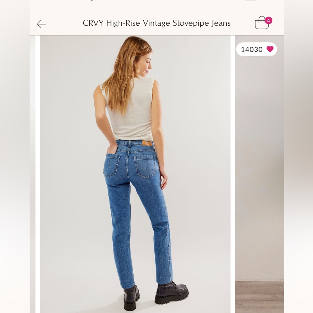 Free People CRVY High-Rise Vintage Stovepipe Jeans in Blue